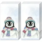 20 Taschentücher (2x 10) Niedlicher Pinguin in Winterbekleidung als Geschenk für Liebhaber von Tiere im Winter