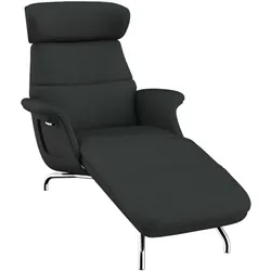 Loungesessel FLEXLUX "Clement Chaislongue, Relaxstuhl, Liegesessel", grau (dervit grau), B:81cm H:102cm T:152cm, 100% Polyester, Sessel, Rücken- & Kopfteilverstellung, Armlehne gepolstert geölt, Fuß Alu