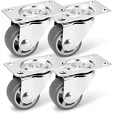PRIOstahl Lenkrollen 4 x Graue Rollen 25mm Möbelrollen Laufrollen drehbar für Möbel Bettkasten