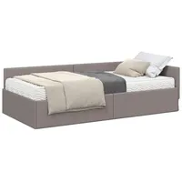 vidaXL Bett Eckbettgestell mit Matratze Sonstiges 2 pcs Taupe Stoff (2-tlg) 84 cm x 204 cm x 57 cm