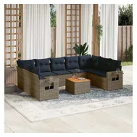 vidaXL Gartensofa-Set 10-tlg. grau Polyrattan
