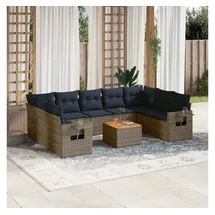 vidaXL Gartensofa-Set 10-tlg. grau Polyrattan