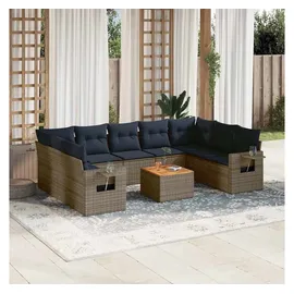 vidaXL Gartensofa-Set 10-tlg. grau Polyrattan