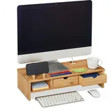 Relaxdays Monitorständer aus Bambus Hellbraun