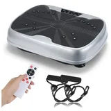 oyajia Vibrationsplatte 4D Vibrationsplatte Profi-Ganzkörpertraining für Zuhause,Leise Motoren, 200 W, 99 Intensitätsstufen, (Fitnessgerät für Muskelaufbau & Fettverbrennung, mit Magnetfeldmassage), Inkl. Fernbedienung & Trainingsbänder - LED Display Design, bis 120 kg silberfarben