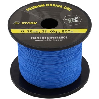 Stork Revolution, 12-Fach geflochtene Premium Angelschnur 600m (Blau, 15 kg / 0.18 mm)