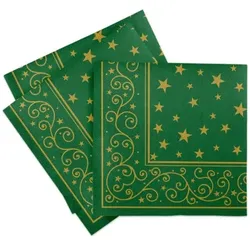 Sovie HORECA Serviette Liam in Grün aus Linclass® Airlaid 40 x 40 cm, 50 Stück - Weihnachten Weihnachtssterne Ornamente