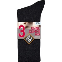 NUR DER Socken Ohne Gummi 3er Pack - schwarz Größe 43-46 Strümpfe 3 St