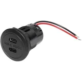 ProCar Power USB-C Doppelsteckdose PD/QC EV ohne LED max 2x 30 Watt Belastbarkeit Strom max.=3 A 12 oder 24 V/DC