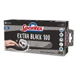 Spontex Extra Black Einmalhandschuhe, Vinyl 12933017 , 1 Packung = 100 Handschuhe, Größe 7 - 7,5