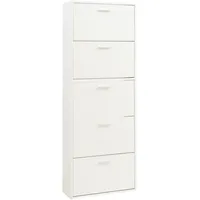 [en.casa] Schuhschrank Sykkylven 169x60x24 cm mit 5 Klappen Weiß