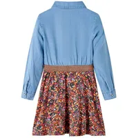 vidaXL Kinderkleid mit Langen Ärmeln Marineblau Jeansblau 116