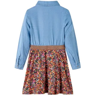 vidaXL Kinderkleid mit Langen Ärmeln Marineblau Jeansblau 116