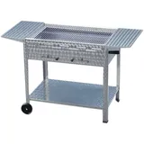 Mobiler Holzkohlegrill Edelstahl 6er mit Seitenablagen 114 x 53 x 80 cm Grill