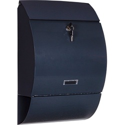 STILISTA Briefkasten Briefkasten Postkasten mit Zeitungsfach (inkl. 2 Schlüssel), pulverbeschichtetes Metall, Edelstahl, Farb- und Modellwahl schwarz Halbrund