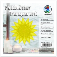 Ursus Falten Transparentpapier-Faltblätter, 42 g/m2, 14 x 14 cm, zitronengelb