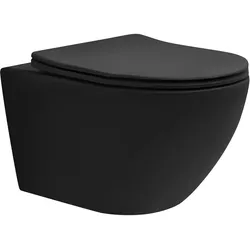 LuxeBath Spülrandloses Wand Hänge WC lang Nano-Beschichtung Toilette Softclose WC-Sitz
