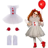 YEAJION Mädchen Clowns Kostüm mit Zubehör Kinder Halloween Kostüm Joker Verkleidung Clown Girl Cosplay Kleid Tüll Prinzessin Kleid Geburtstag Party Weihnachten Halloween Karneval Kleid