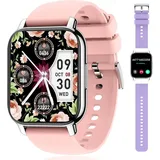 JUNG POPGlory Smartwatch Damen & Herren Fitnessuhr, mit Bluetooth Smartwatch (4,69 cm/1,85 Zoll) mit Telefon Funktion, 100+ Trainingsmodi