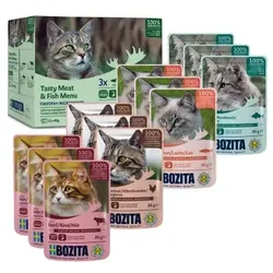 BOZITA Nassfutter Katze Adult Häppchen in Gelee mit Fisch und Fleisch Multibox 12x85 g