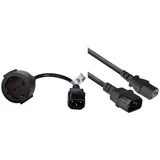 AKYGA AK-PC-10A Netzkabel Schuko 3 Pin Polig IEC C14 / EU CEE 7/4 15cm, Schwarz & ACT Kaltgerätekabel 0.6m, C13 auf C14 Kaltgerätekabel Verlängerung, IEC Stecker auf Buchse 3 Pin- AK5029 Schwarz