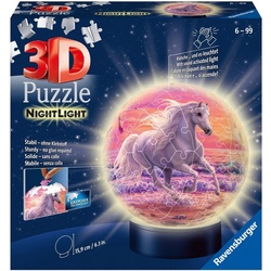 Ravensburger Puzzleball Nachtlicht Pferde am Strand, 72 Puzzleteile, mit Leuchtsockel inkl. LEDs; FSC® - schützt Wald - weltweit bunt