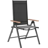 Outsunny Gartenstuhl Schwarz Metall, 60x108x73 cm, Gartenmöbel, Gartenstühle, Gartenstühle
