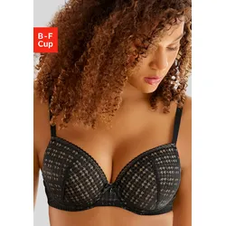 Push-up-BH S.OLIVER "Noelle", Damen, Gr. 90, Cup C, schwarz, Spitze, Obermaterial: 60% Polyamid, 35% Polyester, 5% Elasthan, feminin, BHs BH Push-up-BH Spitzenwäsche Spitzen-BH, aus graphischer Spitze mit Bügel, Dessous