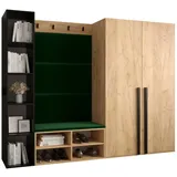 ABIKS MÖBEL Garderoben-Set MIRO Set 4, Garderobe mit gepolsterten Paneelen, Modern Design grün