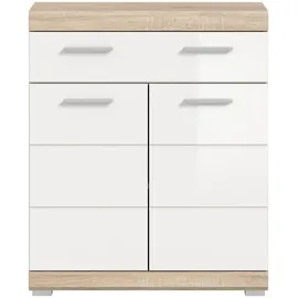 inn.furn Kommode, Weiß Hochglanz Eiche, 74 x 88 cm, Mambo