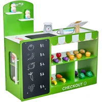 Vevor Kaufmannsladen-Spielset, Holzspiel 35-teilig, Kinder-Supermarkt-Spielladen mit Einkaufstasche, Förderband, Scanner, Registrierkasse, realistischer Obst und Gemüse, für Kinder ab 3 Jahren