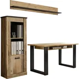 Home Affaire Schrank-Set HOME AFFAIRE "SHERWOOD", braun (old style hell dekor), B:190cm H:200cm T:60cm, Kastenmöbel-Sets, Schrank-Set, Holz Dekor, mit Scheunentorbeschlag aus Metall, Breite ca. 190 cm