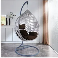 RAMROXX Luxus Hängesessel Style XXL Polyrattan Korb grau Gestell