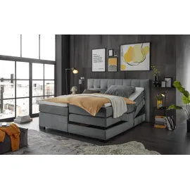 ed exciting design Boxspringbett »Talena« inkl. Motor und Topper grau