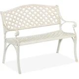 Relaxdays Gartenbank, 2-Sitzer, Terrasse, Balkon, Aluminiumguss, H x B x T: 83 x 103 x 64 cm, antike Sitzbank, weiß/gold