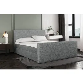 Kaiser Boxspringbett Mit Bettkasten Und Matratze + Topper Lila Stof Puente Grau 160x200 Cm