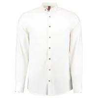OS Trachten Trachtenhemd Letoya Herren Langarmhemd mit Stehkragen und Kragenriegel weiß 43/44