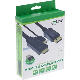 InLine HDMI zu DisplayPort Konverter Kabel 1 m Schwarz