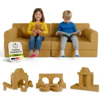 Juskys Kindersofa Kayo 90 x 200 cm Polyester gelb