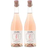 DIVIN Sauvignon Blanc Rosé Blush Spritzig 0,0% Alkoholfreier Schaumwein (1 x 0,75 l) (Packung mit 2)