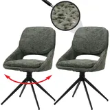 Mendler 2er-Set Esszimmerstuhl HWC-N73, Küchenstuhl, drehbar Auto-Return, Stoff/Textil Chenille (490g/m2) grün