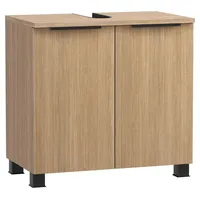 Vito Waschbeckenunterschrank MENZO, Tiara Eiche Dekor, 2 Türen mit Soft-Close, Badmöbel, B 60 x H 54 x T 35 cm braun