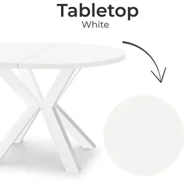 dekori.interiors Runder Ausziehbarer Tisch Ø 90 / 190 cm weiß