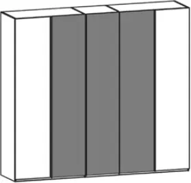 Thielemeyer Cubo Kleiderschrank 5-türig mit 3 Color Glastüren