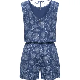 Ragwear Jumpsuit Zella schicker, kurzer Damen Overall mit floralem Print blau XL (42)