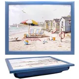 The Leonardo Collection Macneil Sandy Beach Knietablett aus Holz, zum Servieren von Lebensmitteln, bequemes Knietablett mit Sitzsackkissen, langlebige Knietabletts zum Essen auf dem Schoß für