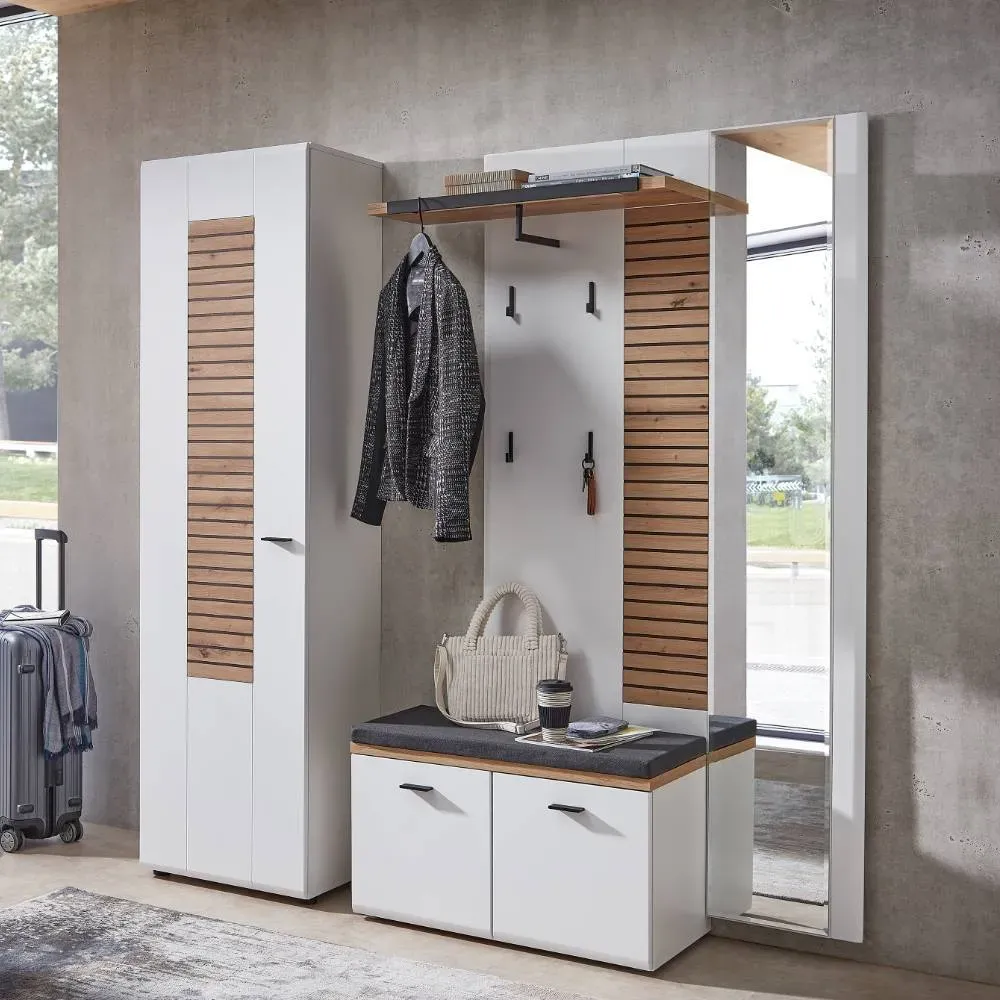 Garderobe Dielenmöbel Set in modernem Design mit Metallgriffen (dreiteilig)