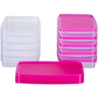 MiraHome Gefrierdosen 10x0,5L rechteckig Rosa – Vorratsdosen mit Deckel luftdicht – Transparente Frischhaltedosen mit Deckel – Aufbewahrungsbox Küche für Mealprep & Organisation – Austrian Quality