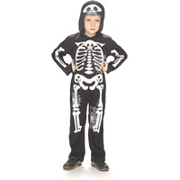 Caritan-480164 Skelett Konbination Kostüm, Kinder, Unisex, 480164, Schwarz/Weiß, 5-7 Jahre