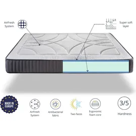 xaluca Matratze 150x200 Versailles - H3 - Hohe 24 cm - Hochdichter Schaumstoff - Anpassungsfähiger Schaumstoff - Multi-Zone Comfort System